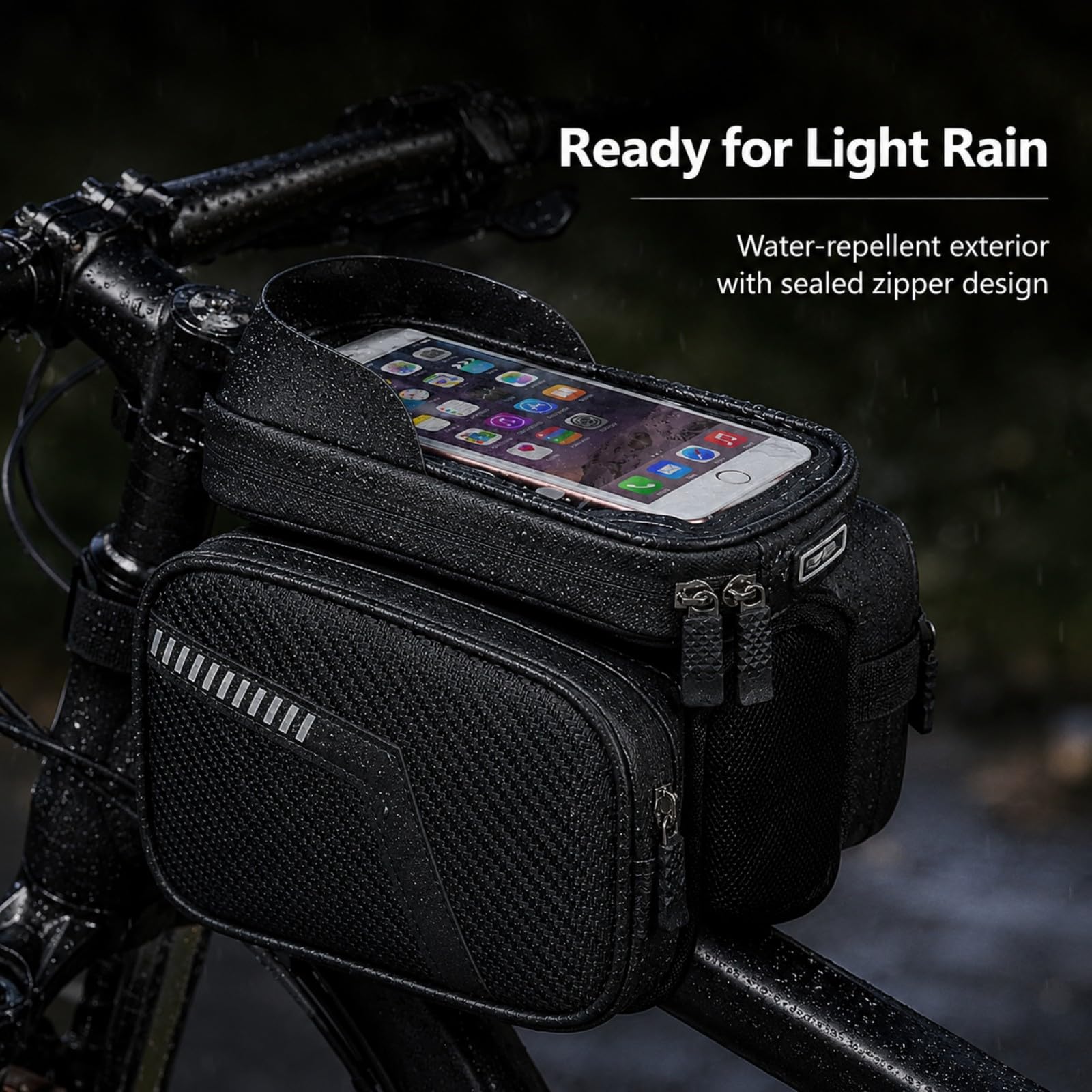 Borsa da Telaio Bici per BH | Design 2 in 1 staccabile | finestra TPU touch 7,2" | zip impermeabile | strisce riflettenti | per bici città e mountain | 2L