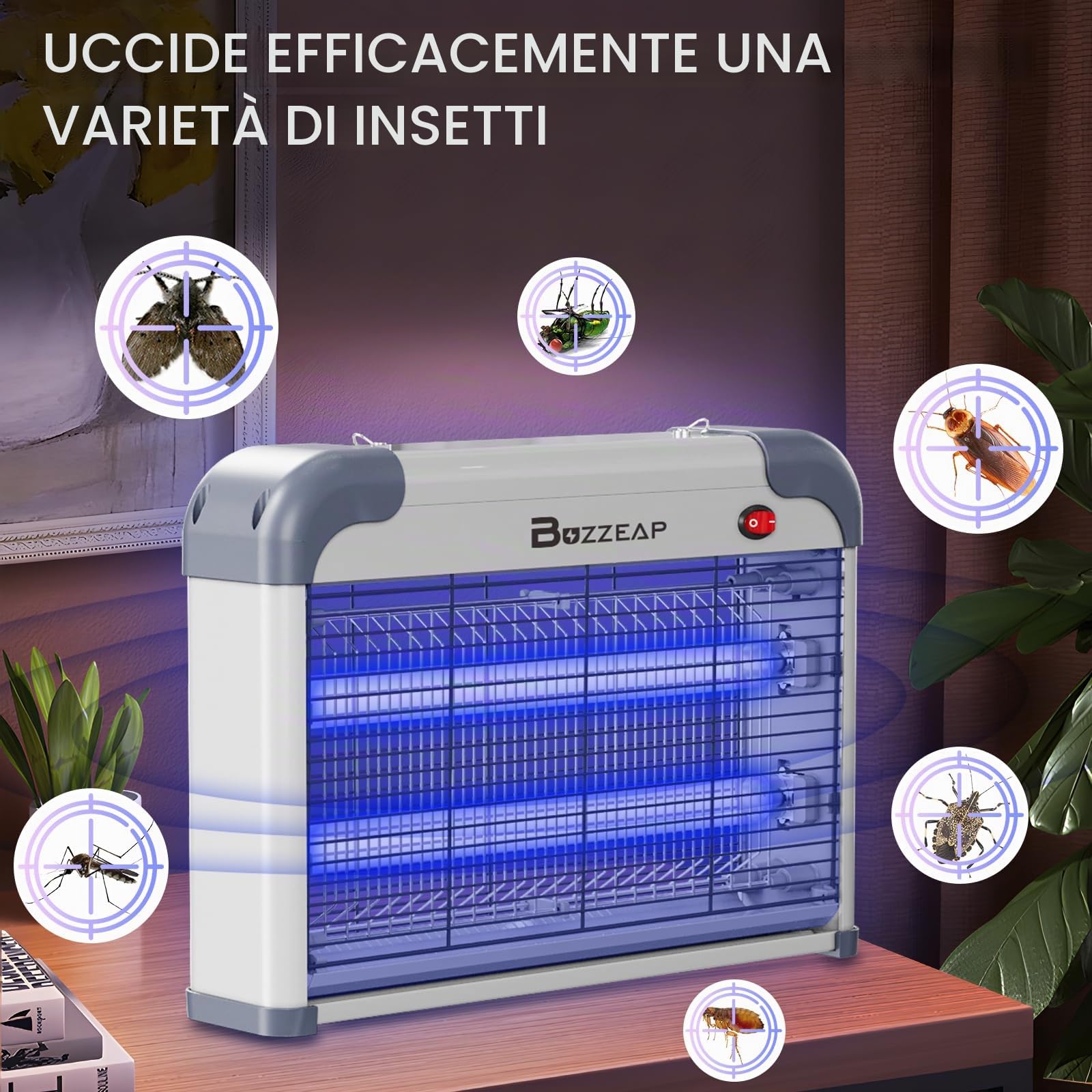 Killer elettronico per zanzare da interni, Killer per insetti, Killer per mosche, Potente killer elettrico per zanzare da 2800 V - 2 pezzi Lampadine di ricambio extra