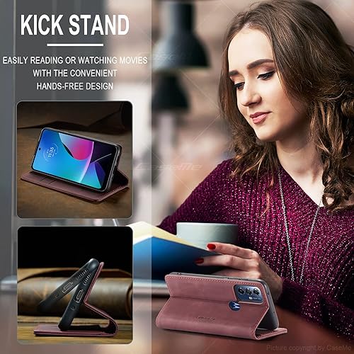 Miniatura 6 de Kowauri Funda para Moto G Play (2023)Moto G Pure (2021), funda de cuero tipo cartera de diseño clásico con ranura para tarjeta y cierre magnético,