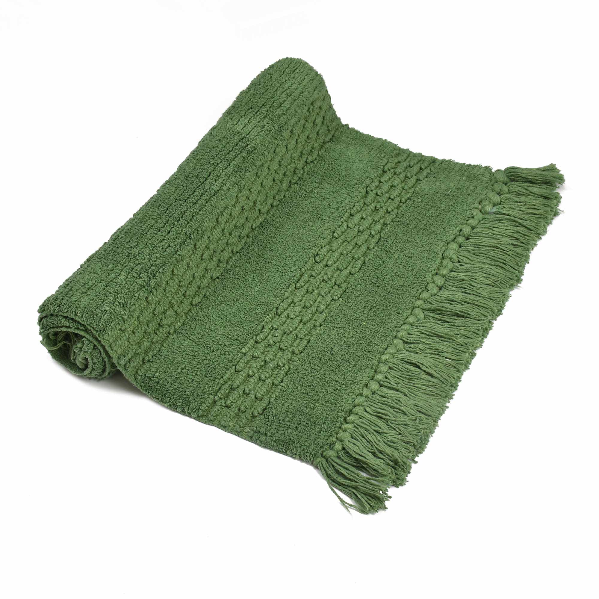 Democracy Homes Bath Mats for Bathroom,Rectangular Rib Twill Design, Anti-Slip,Super Absorbent Mats, Premium Cotton Mats,Machine Washable, 40 X 60 cm, Green.