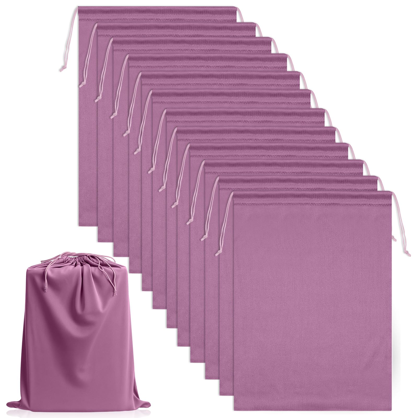 Weewooday 12 Pcs Satin Adult Toy Bags with Drawstring Silk Adult Game Toy Storage Multi Purpose Foldable Pouch Lightweight Gift Organizer for Women Men(Rose Purple,15.75 x 11.81 Inch)