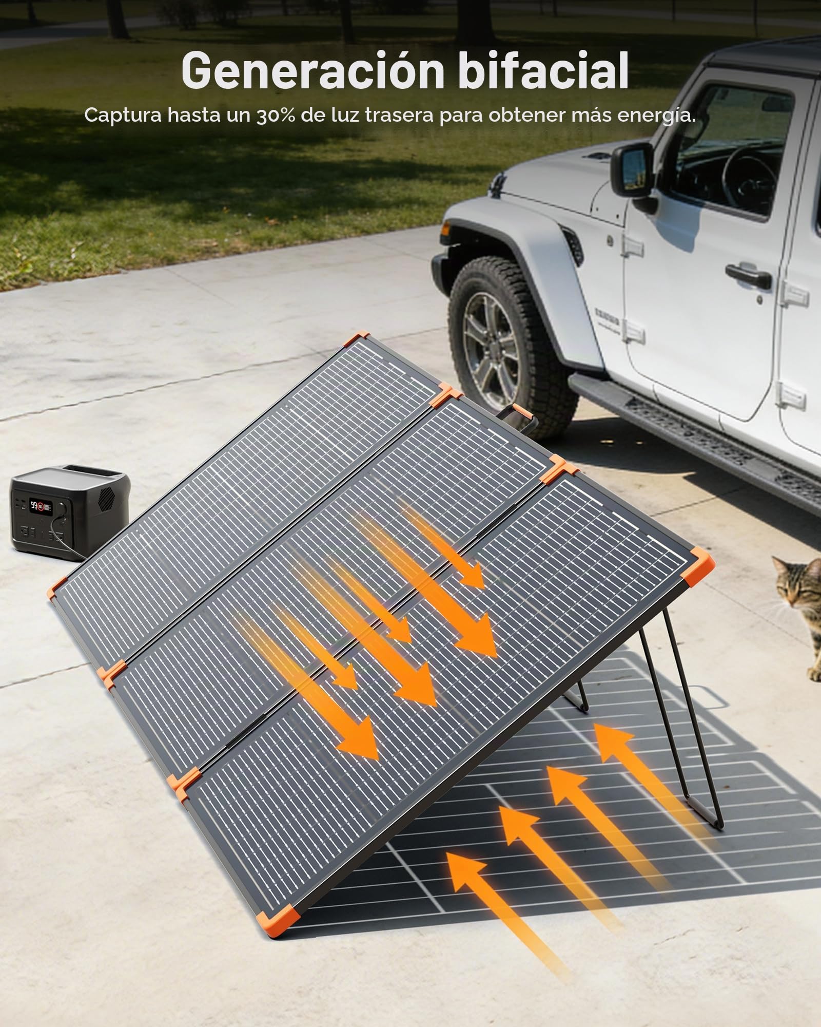 ZOUPW Panel solar portátil bifacial de 230 W, tipo N 16BB 25% de eficiencia, cargador solar plegable con diodos de derivación para EcoFlow Delta/Bluetti/Anker C1000, IP68 impermeable para RV fuera de