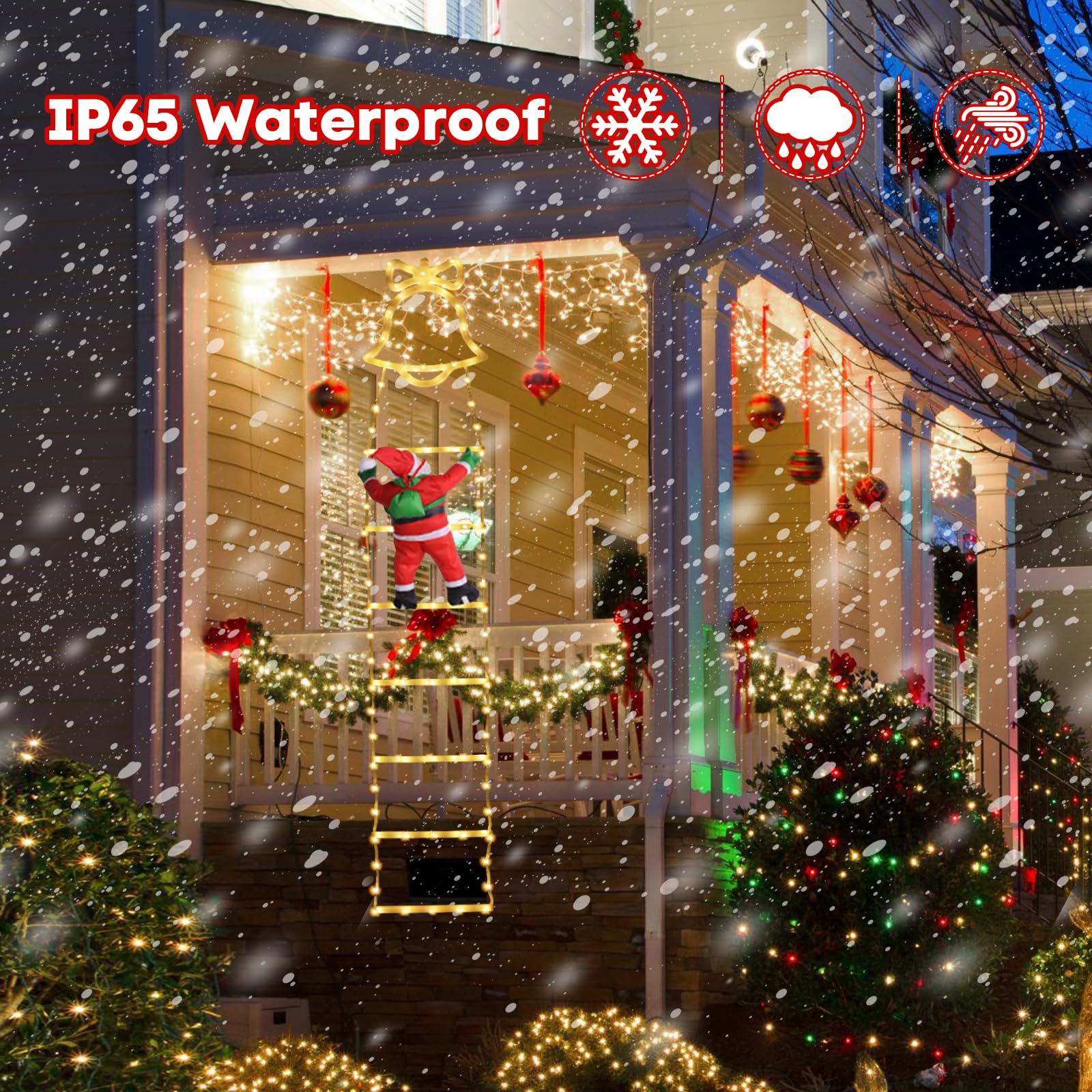 SelfTek Christmas Decorative Ladder Lights with Climbing Santa Claus - Image 3