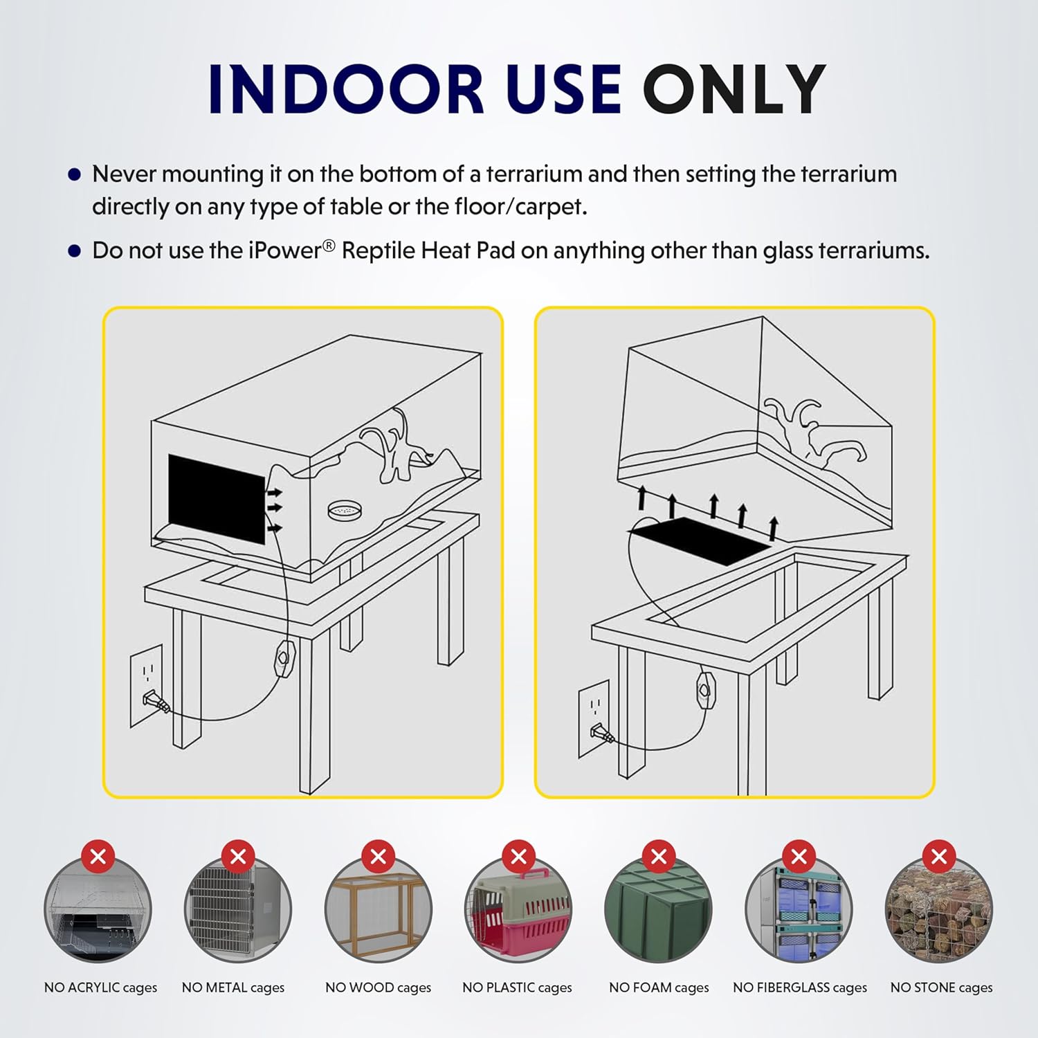 iPower 6 by 8 Inch 8W Reptile Heating Pad with Adjustable Thermostat, Under Tank Warmer Terrarium Heat Mat for Turtles/Snakes/Lizards/Frogs, 2 Pack