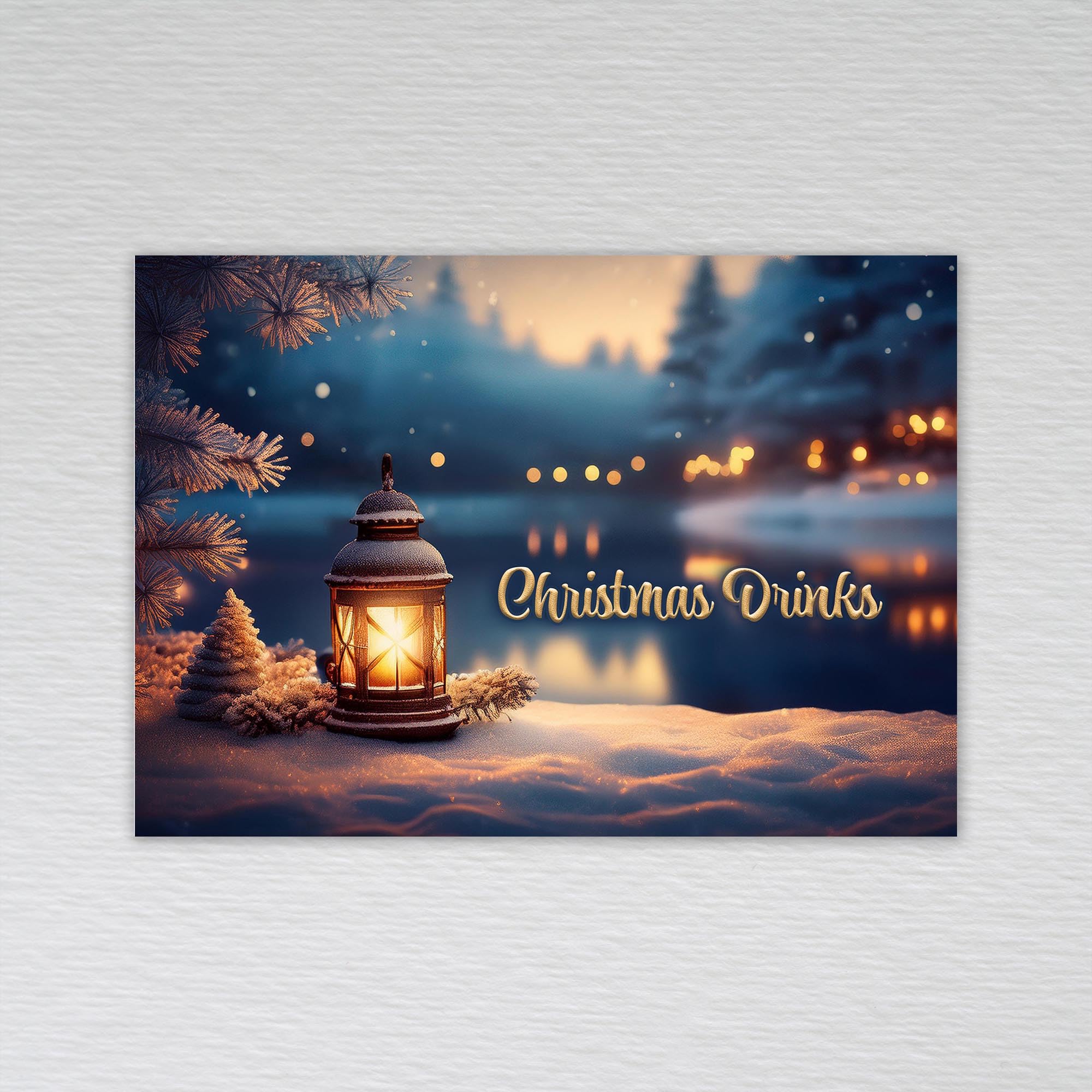 Christmas Drinks Invitations, Christmas Drinks Party Invitation Cards: Lantern Glow Christmas Drinks Invites (Pack of 50 without Envelopes)