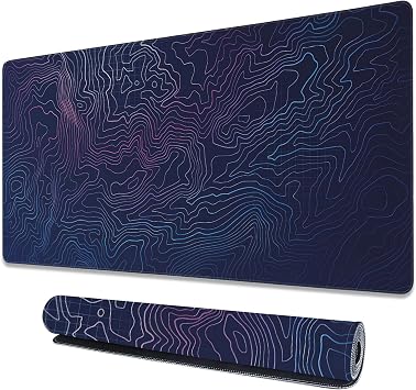 Abstract Topographic Line Extended Large Mouse Pad,Large Gaming Mouse Pad,Extended Big Desk Mat Keyboard Pad,Waterproof Non-Slip Desk Mat for Home Office and Gaming 35.4x15.7 Inch