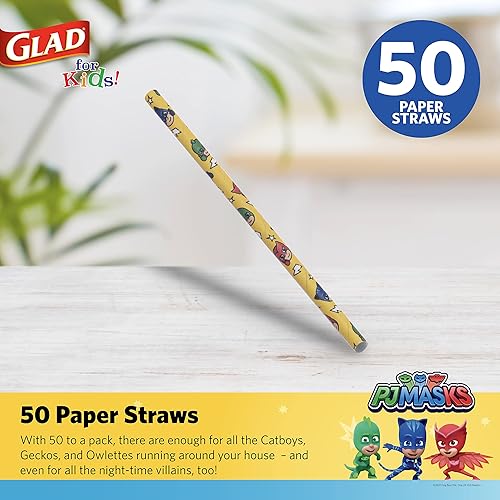 Miniatura 2 de Glad Pajitas de papel para niños, 50 unidades, pajitas de papel con diseño divertido para niños, pajitas de papel biodegradables resistentes,