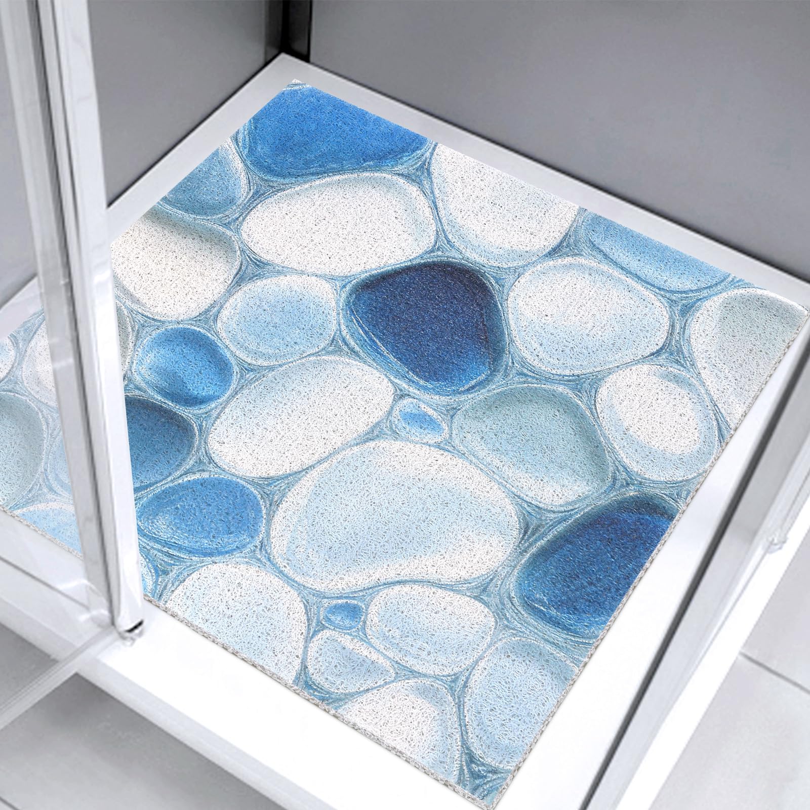 Non Slip Shower Mats for Inside Shower Tray-60x60cm Quick Drain Square Shower Mat,Soft PVC Loofah Shower Mats Non Slip Anti Mould for Elderly Kids,Quick Drying Shower Bath Mat for Bathroom Wet Areas
