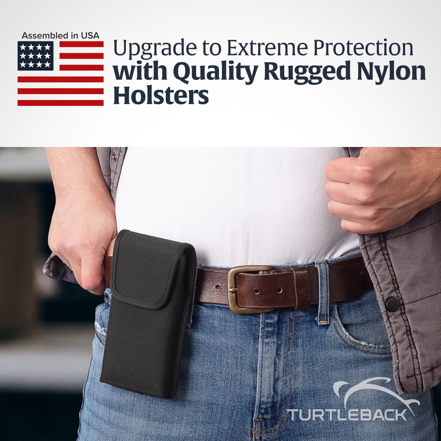 Turtleback Belt Clip for iPhone 16 Pro Max, 15 Pro Max, 14 Pro Max -Medium- Fits w/Shockproof Commuter Style Cases - Premium Black Nylon, Vertical Belt Holder Magnetic Closure, HD Rotating Clip - Image 6