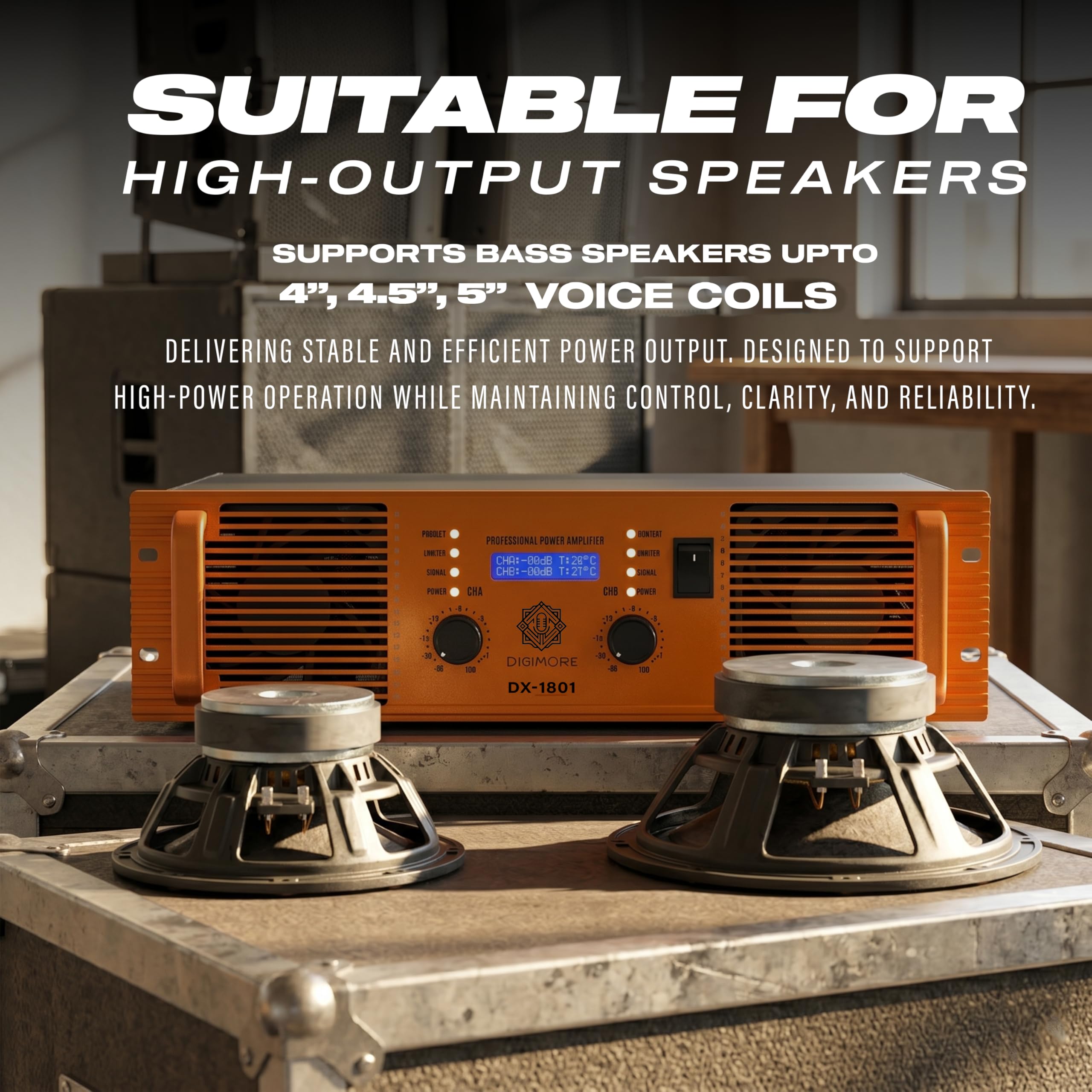 DIGIMORE Class-H Power Amplifier | 2x1800W @ 8Ω, 2x3000W @ 4Ω