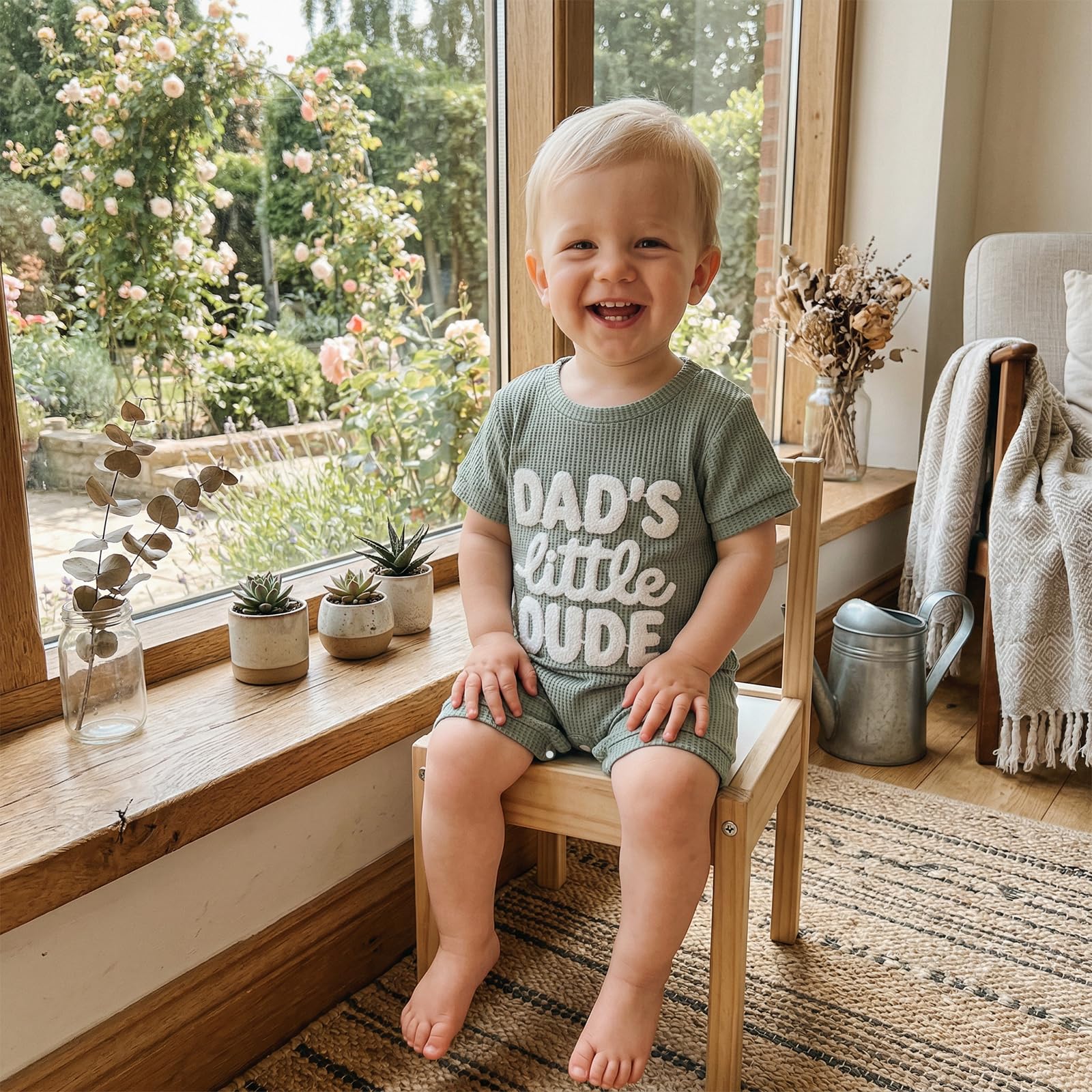 Loalirando Neugeborene Baby Jungen Kleidung Sommer One Piece Outfit Waffelstrick Kurzarm Einteiler