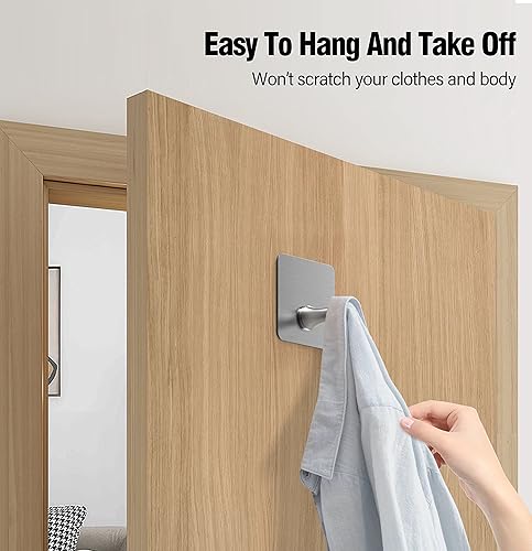 Miniatura 2 de Quavzotu Ganchos autoadhesivos para toallas, sin clavos, ganchos adhesivos impermeables resistentes, ganchos para toallas para bata, ganchos para