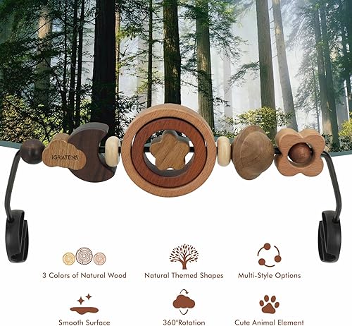 Miniatura 6 de Baby Bjorn - Barra de juguete para gorila de bebé, suave y feliz, fácil de colocar y quitar, juguetes de madera natural giratoria de 360, diseño
