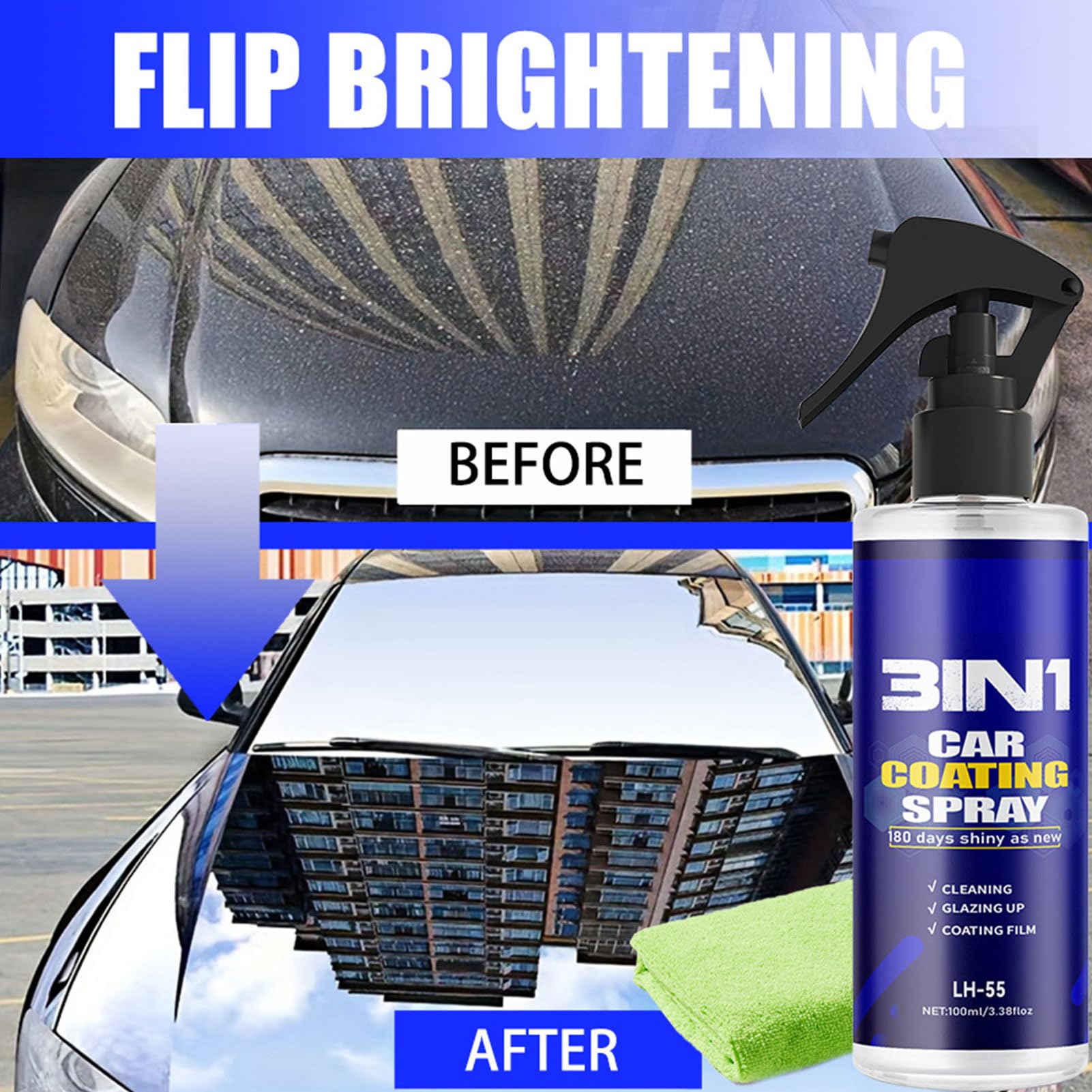 Spray de sellado de coche | Nano antiarañazos | Sellador hidrófobo resistente a los rayos UV para parabrisas, ventanas, espejos y puertas de coche, moto, barco y