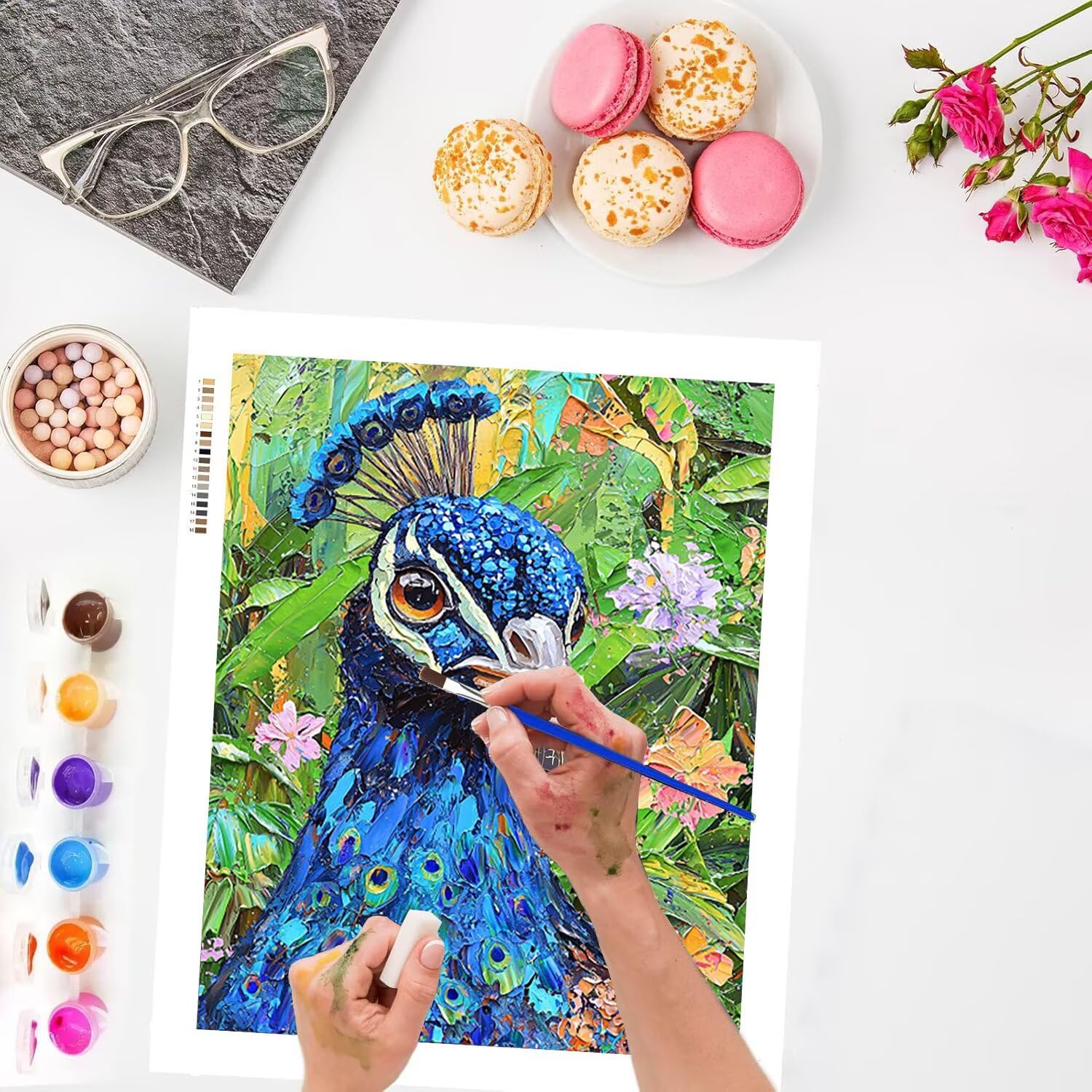 WEISHIWE Dipingere con i Numeri Adulti Pavone, 60x80cm s-552 | Pittura a Olio Kit, fai da te Quadri da Dipingere Numerat, Adulti Bambini Hobby Creativi,Pittura Adulti Decora la Casa Regalo