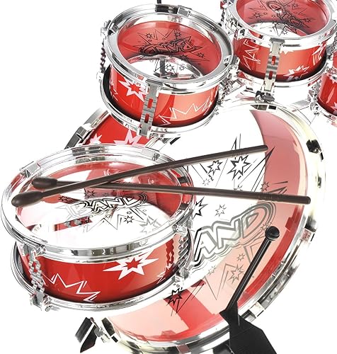 Miniatura 5 de PowerTRC Juego de instrumentos de batería musical  Tambor de juguete para niños  El juego incluye 6 baterías, platillo, silla, pedal de patada,