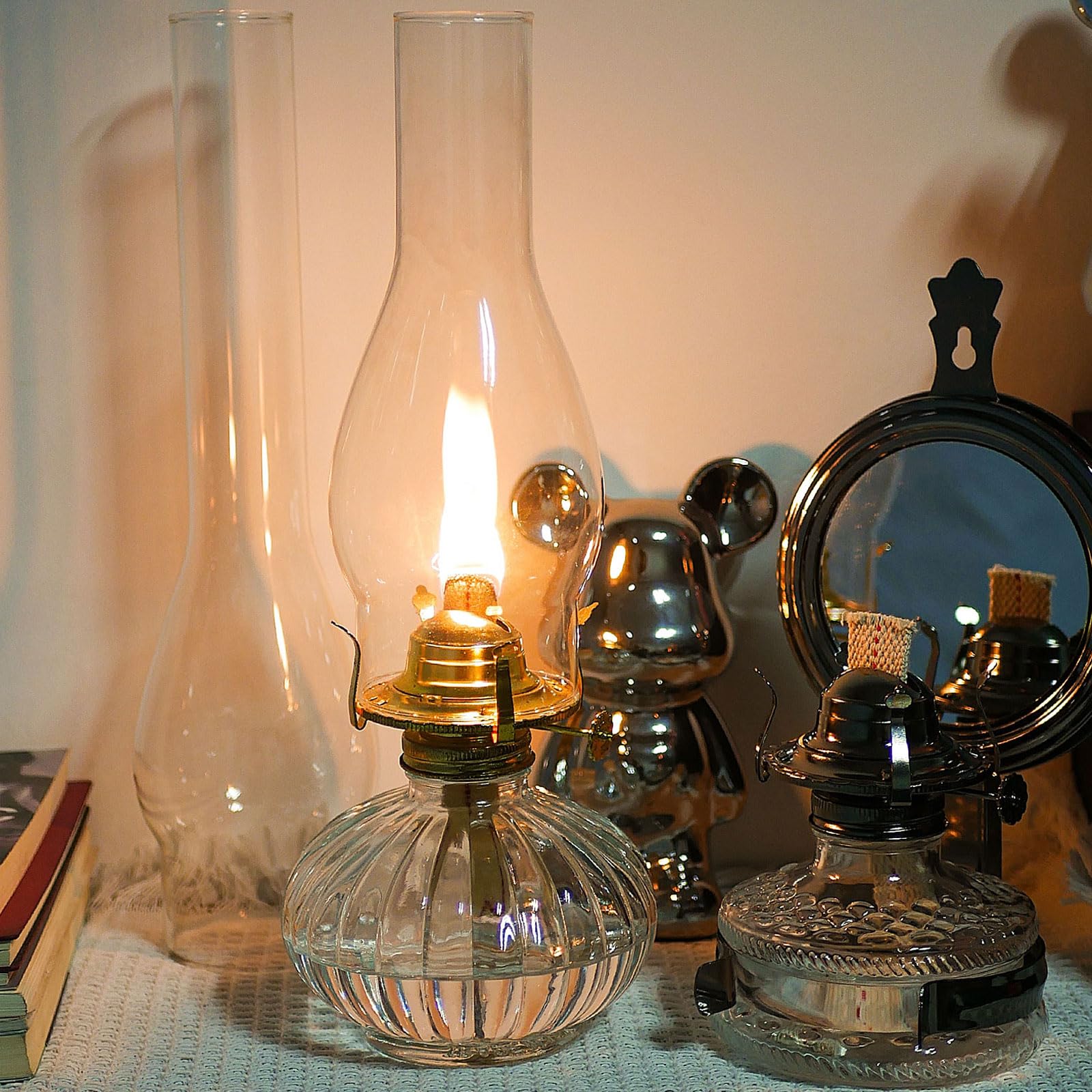 Brûleur De Lampe à Huile En Laiton - 2 Pièces, Pour Lampes Tempête Antiques, Compatible Mèche 3/4" Et Cheminée De 7.6 Cm