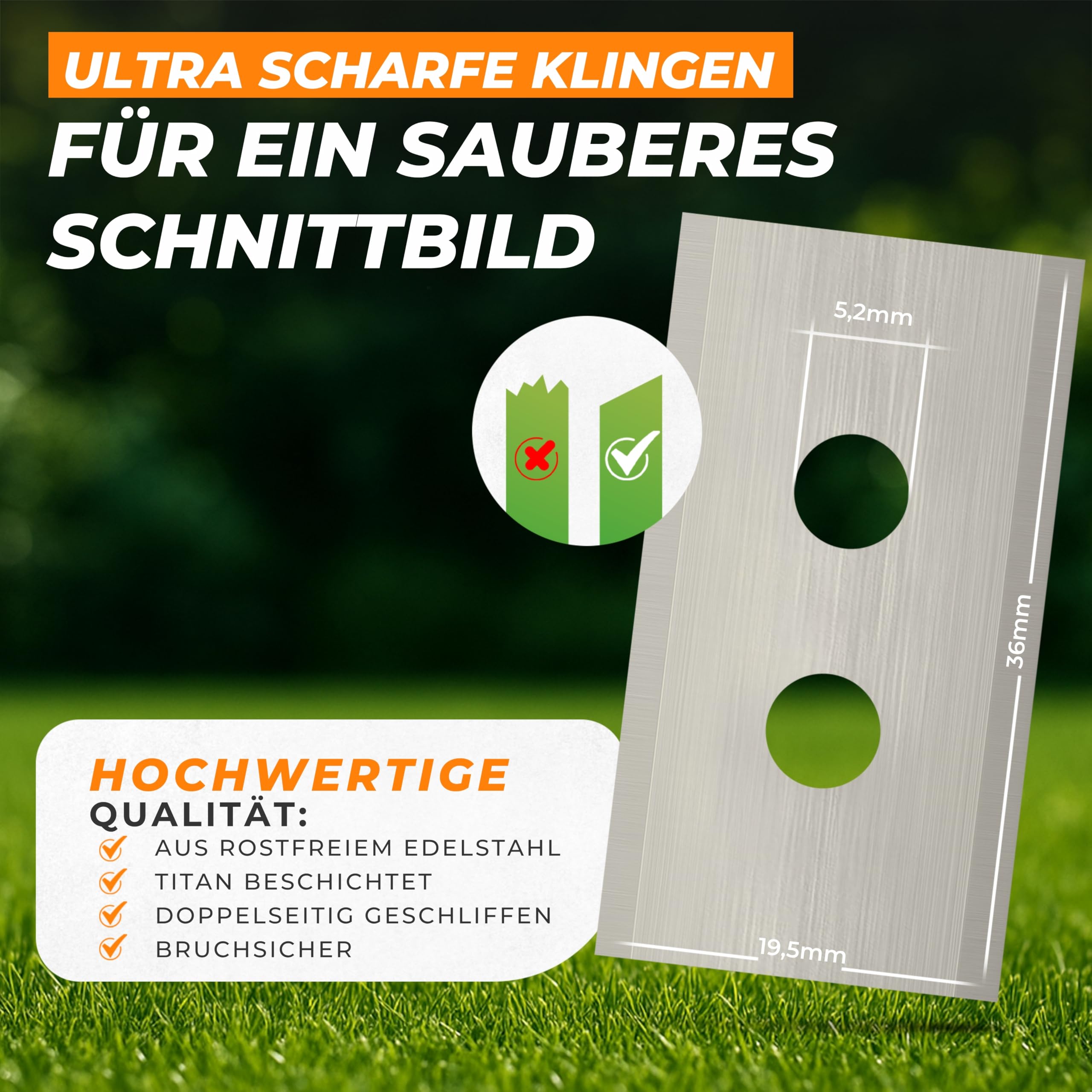 kanoo 36x Ersatzklingen für Mammotion – Passend für LUBA 1, LUBA 2, LUBA AWD, YUKA – Edelstahl Ersatzmesser Klingen Messer Mähroboter inkl. Schrauben – Scharf, leise & langlebig