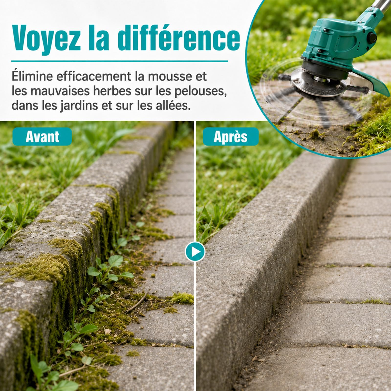 Vultriox pour debroussailleuse Tête de Coupe en Acier 150 mm, Brosse Désherbage pour Débroussailleuse et Coupe-Bordures, Herbe, Mousse et Joints (2, 6 Branches)