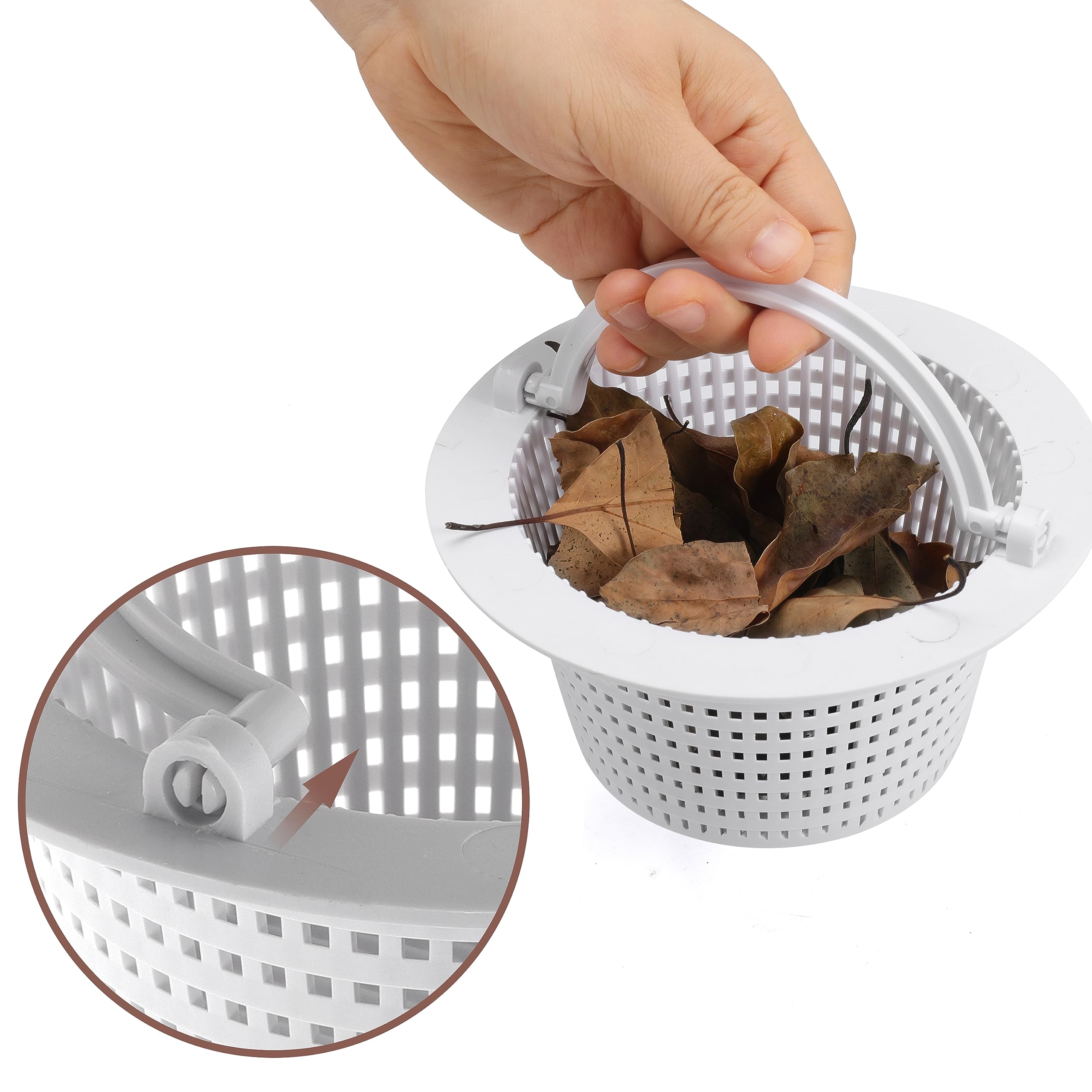 2 Pool-Skimmerkörbe + 30 Filter-Socken – Für Sauberes Poolwasser, Einfache Reinigung (15,2 Cm)
