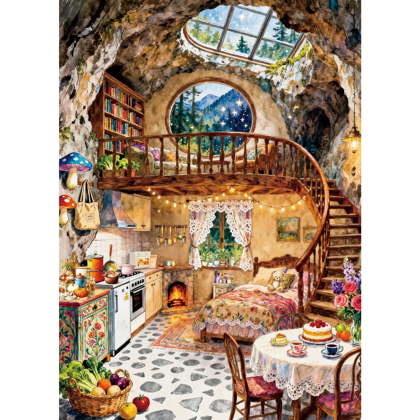HUADADA Jigsaw Puzzles for Adults 1000-Cave Cottage