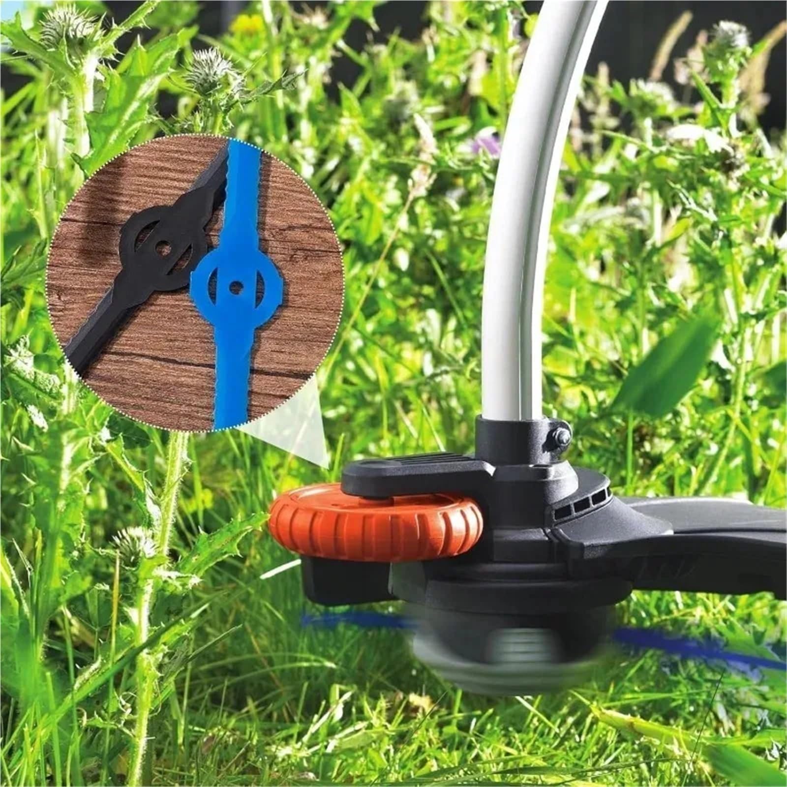 Rasentrimmer-Klingen aus Kunststoff, 200 Stück, Universal-Kunststoff-Trimmerklingen, Rasenmäher, Garten, Unkraut, Grasschneider, Klinge, Elektrowerkzeug, Ersatzteile, Zubehör