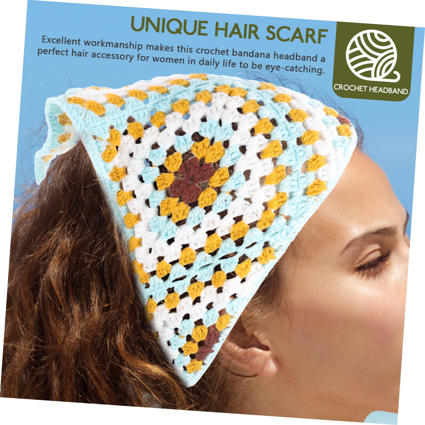 FRCOLOR 3 Piezas Diadema Triangular Pañuelos De Pelo Para Mujer Lazos Para El Cabello Para Mujeres Pañuelo Pañuelo Pelo Triangular Floral De Ganchillo Toalla Tejer Enfermero Tela