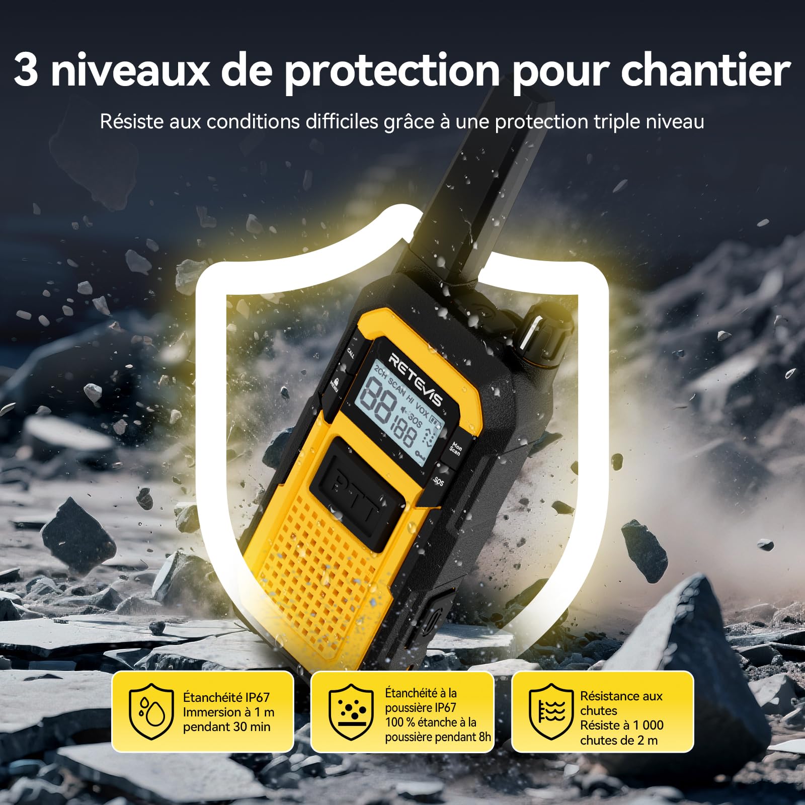 Retevis RB648 Talkie Walkie avec Chargeur 10 Voies, Radio Bidirectionnelle