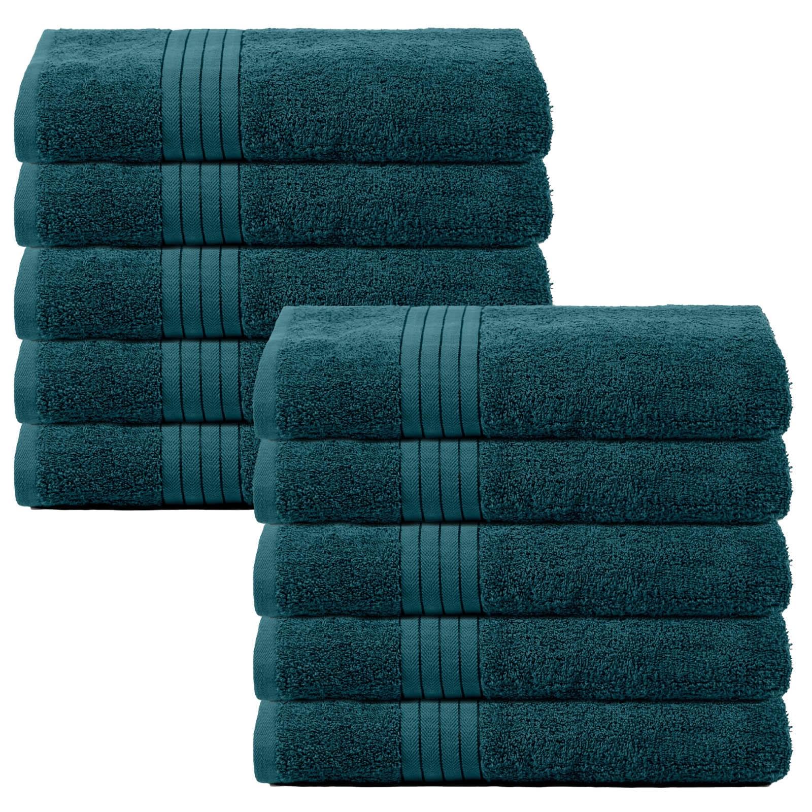 Brentfords Dark Teal Teal Green Bath Sheets, 100% Cotton Towels Super Soft Feel Extra Large Towels For Bathroom Quick Drying Towel Shower Bath Sheets Pack, 10 Piece