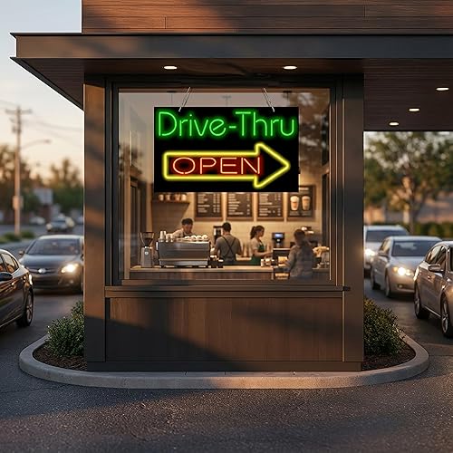 Miniatura 2 de Letrero de neón grande abierto para coche – 37 pulgadas de ancho x 22 pulgadas de alto – Letrero de neón doblado a mano real de calidad – Letras