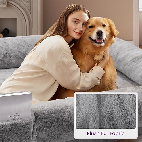 Miniatura 3 de Cama humana para perros adultos, cama larga para perros de tamaño humano de 43 x 10 x 71 pulgadas, funda extraíble, lavable, impermeable, diseño