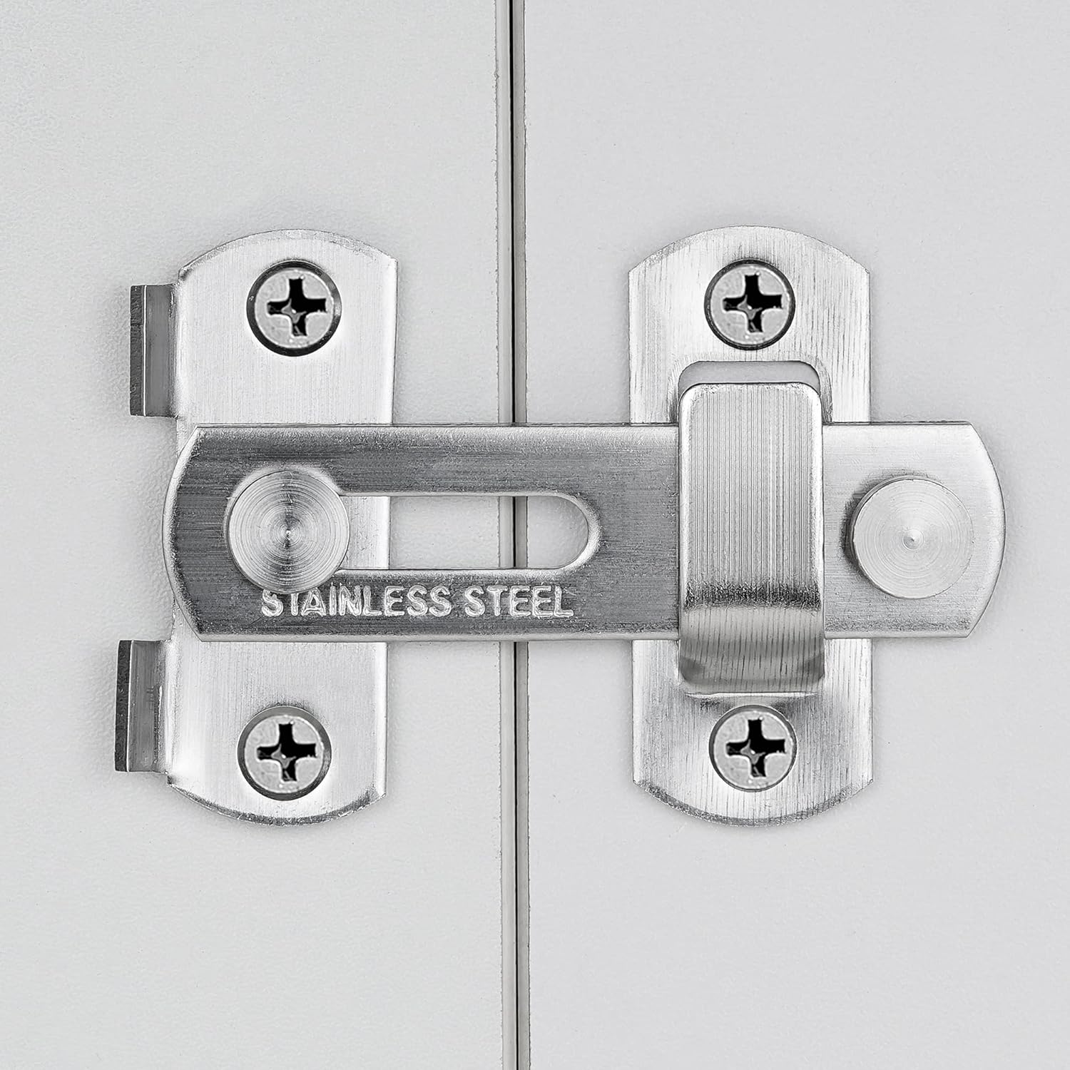 INIRET 2 Packs Barn Door Latches，2.75” x 2.02” Brushed Nickel Stainless Steel barn gate flip Door Latch Bi-fold Door Lock,Sliding Door Antique Lock Gate Latches Wine Cabinet Closet Door Latches