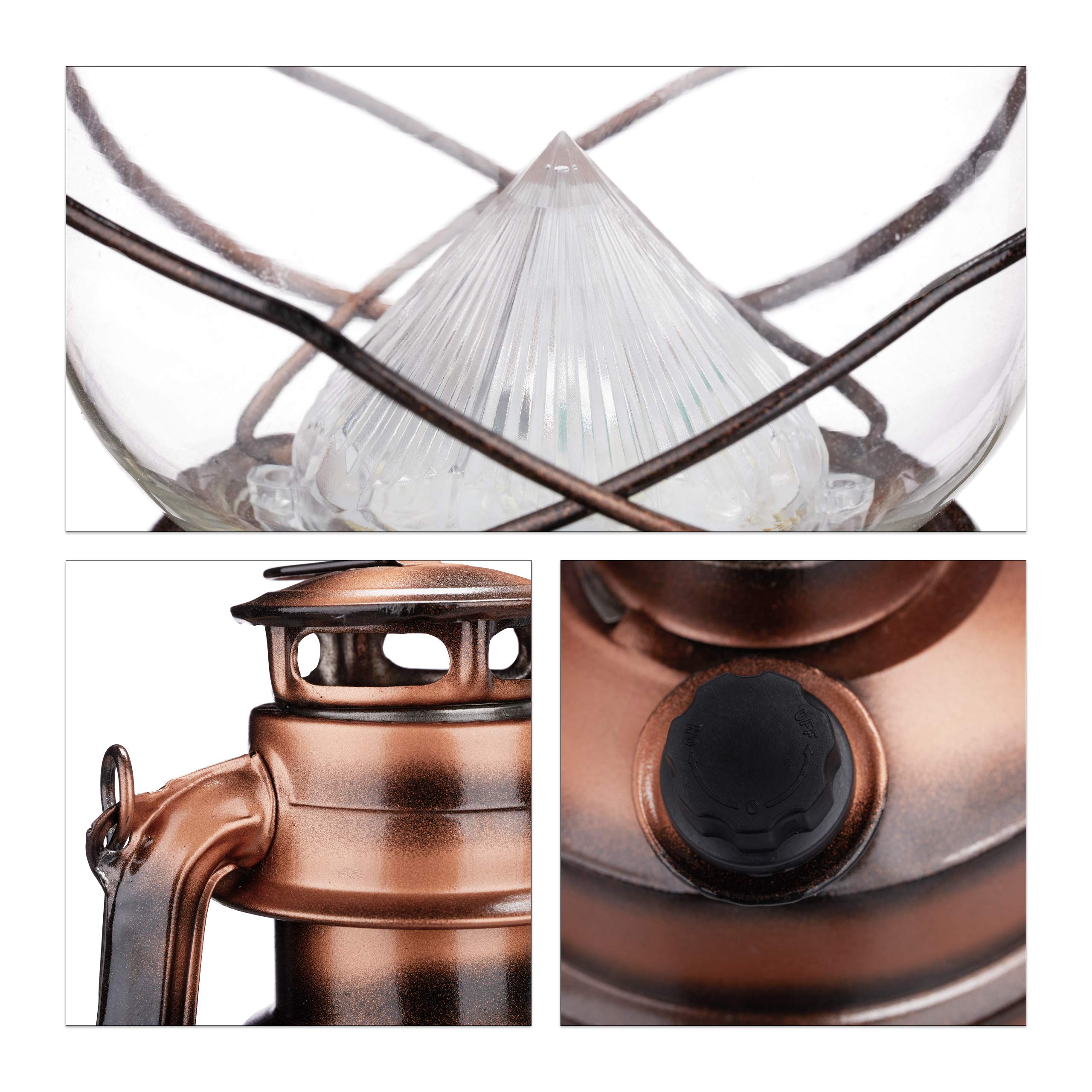 Relaxdays 4X Lampe-tempête LED Lanterne Retro cuivre
