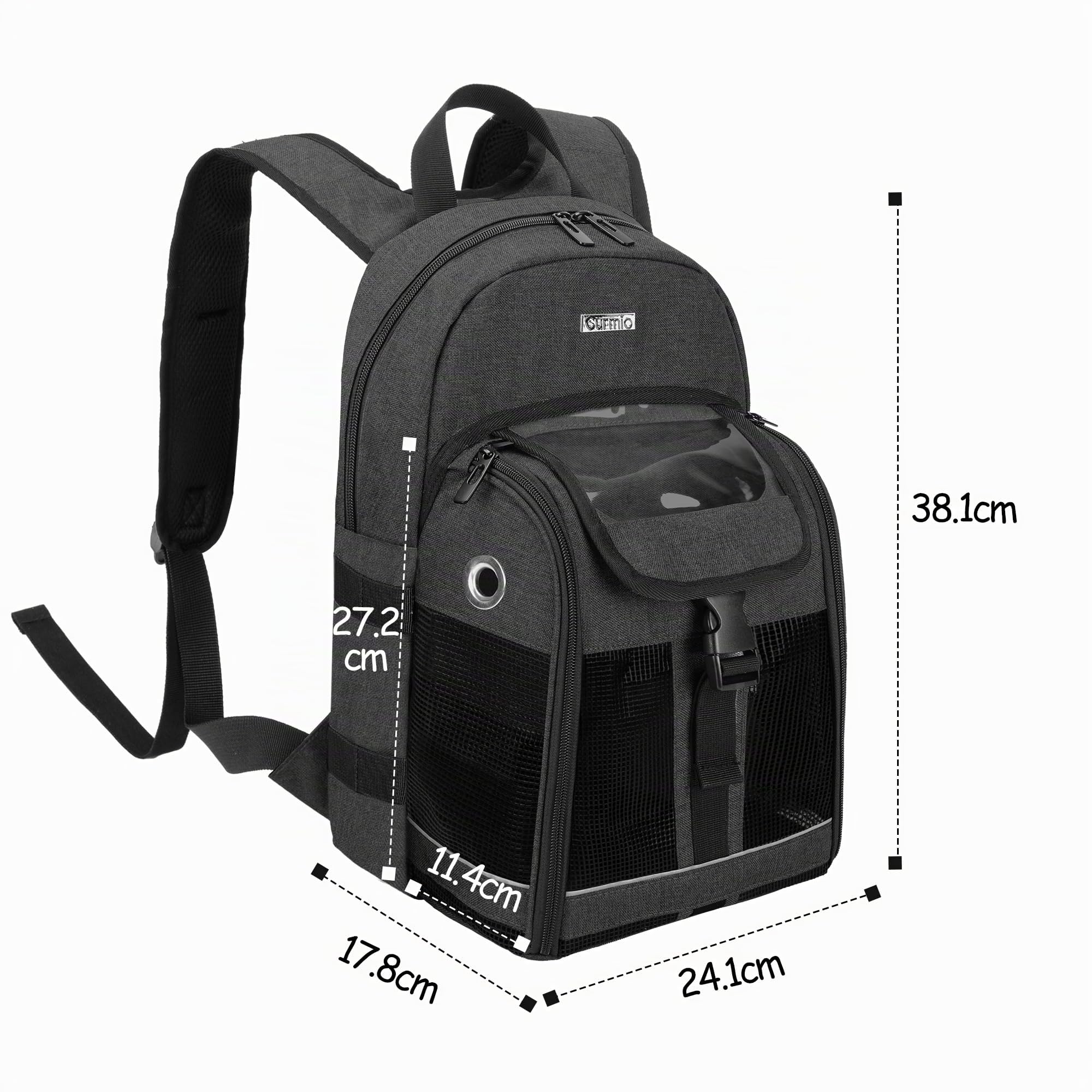 CURMIO Zaino portatile per concentratore di ossigeno, borsa da trasporto POC compatibile con unità Inogen, OxyGo e Caire, solo borsa, Nero (in Attesa di Brevetto) | Borsa per POC Universale, Rete Traspirante, Tasca per Borraccia, Compatibile con Inogen/ O