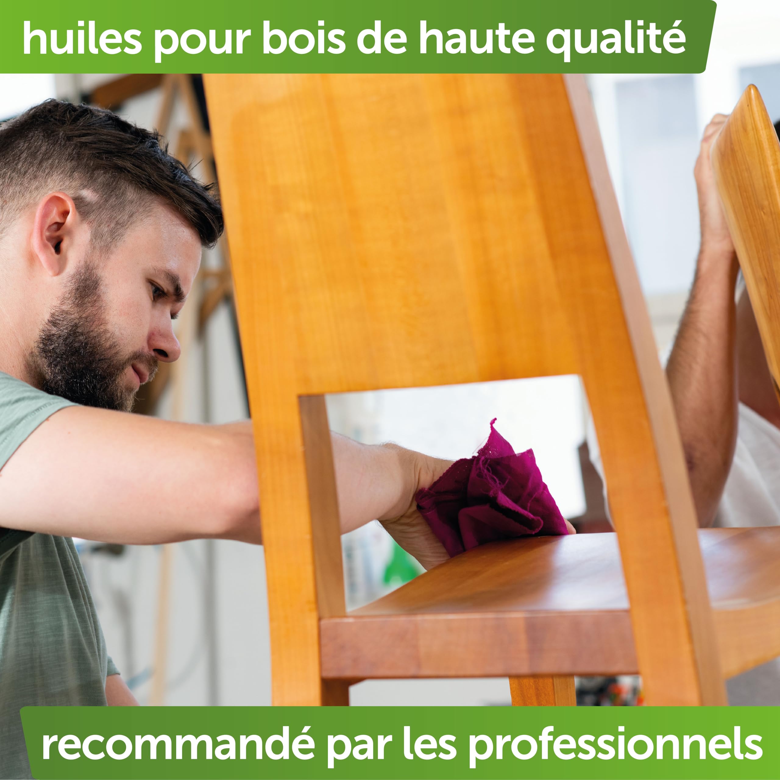 Nordicare Huile de lin pour bois – Huile de lin 100 % pure et naturelle pour meubles d'intérieur – Qualité alimentaire soulignant la structure originale – Fabriquée au Danemark (1 l)