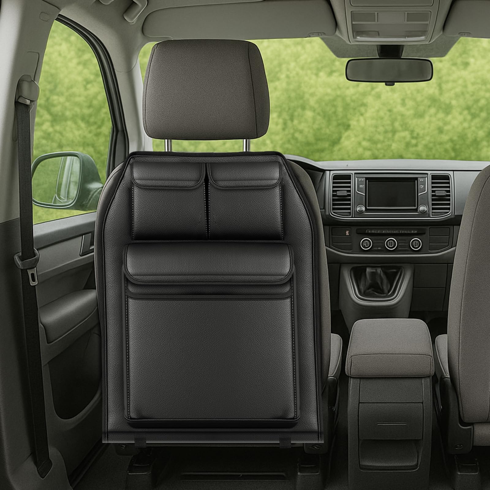 Organizador de Maletero para VW Transporter T6/T6.1 California, Protector de Respaldo Plegable con 3 Bolsillos, Organizador de Maletero de Gran Capacidad, Fácil de Instalar para Viajes y Uso Diario