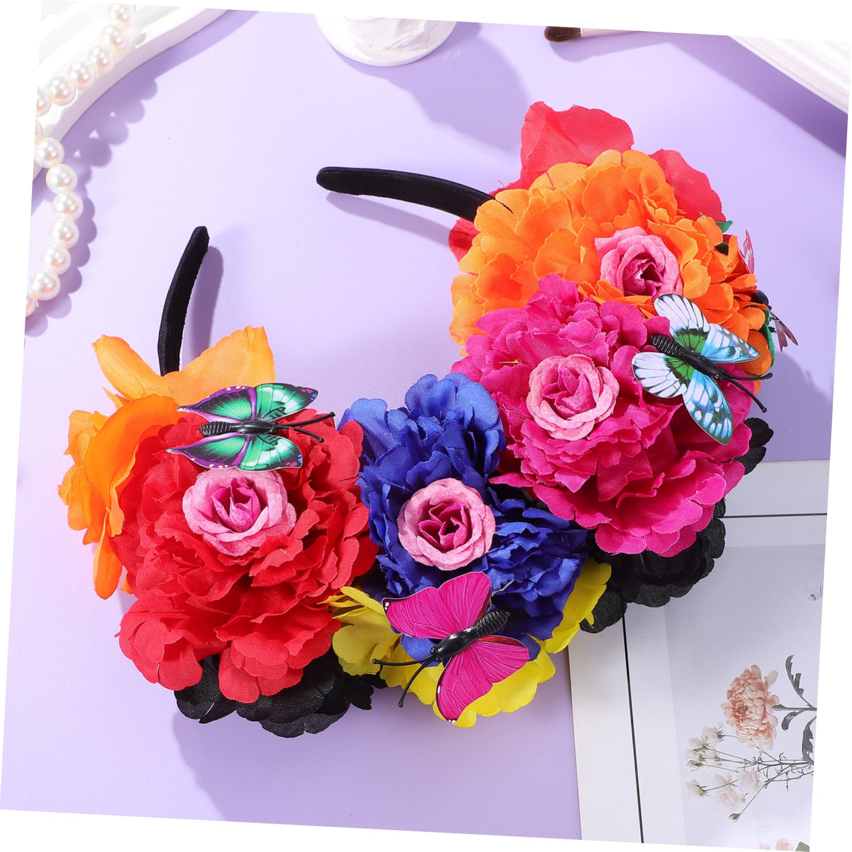 Diadema de Flores de Plástico para Mujer y Damas de Honor