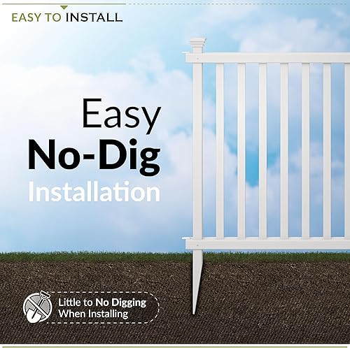 Vista 19 de Zippity Outdoor Products ZP19001 Madison - Valla de vinilo con estaca, no requiere excavación, color blanco 30 x 56.5 pulgadas (1 caja, 2 paneles)
