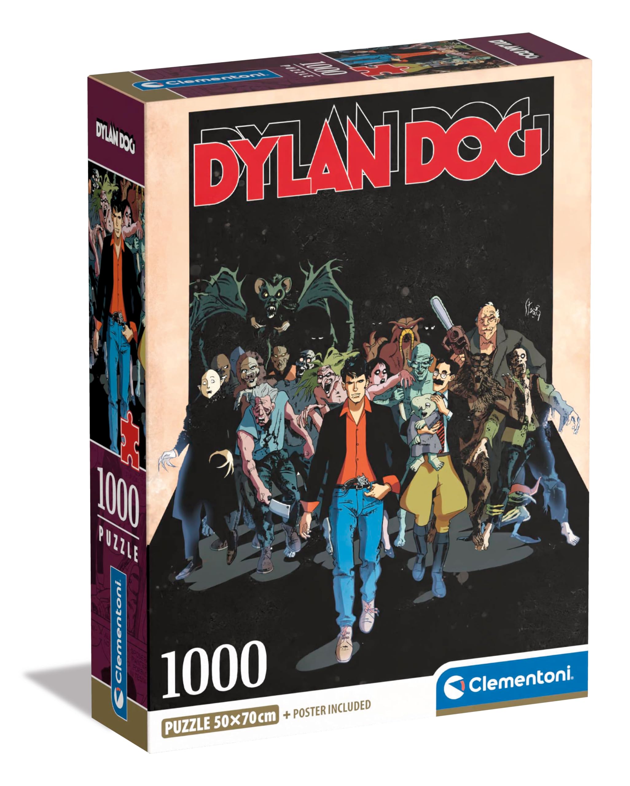 Clementoni, 39818 Jigsaw Puzzle 1000 Pieces Comics for Adults and Teenagers Illustration Dylan Dog with Poster Included
