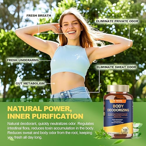 Miniatura 2 de Totaria Paquete de 2 suplementos desodorantes corporales de clorofila con probióticos y prebióticos, magnesio, zinc, L-glutamina, suplementos