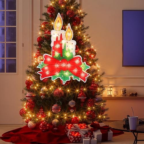 Miniatura 40 de LAMPHOME Silueta de ventana de Navidad con forma de copo de nieve de 17 pulgadas, 20 L, decoración para fiestas, hogar, patio, césped, jardín