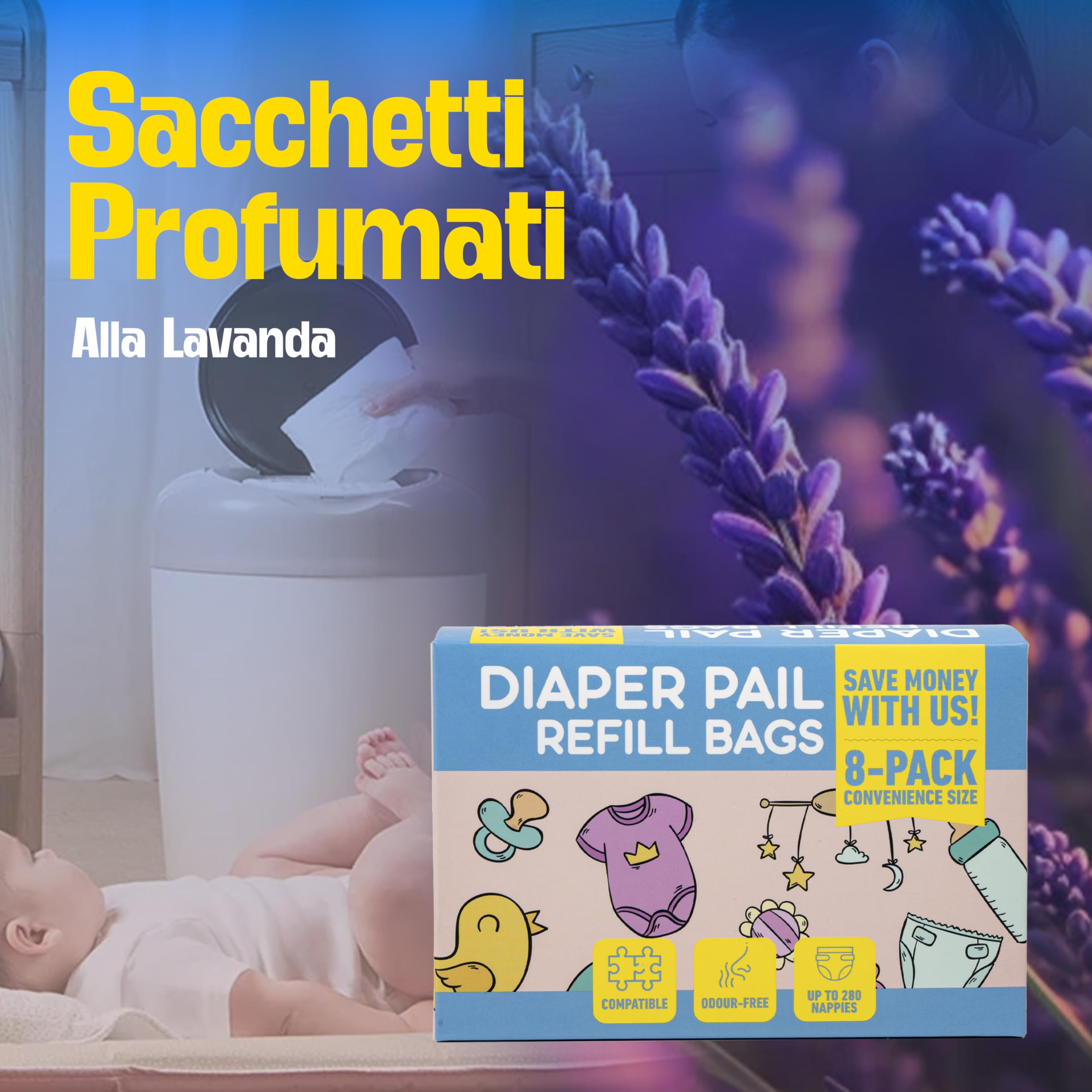 16 x Ricarica Mangiapannolini di Plastica Compatibili con Maialino Tommee Tippee - Foppapedretti - Litter Locker - AngelCare Ottagonale e con Tutti i Tipi di Ricariche Sacchetti Mangiapannolini (16)