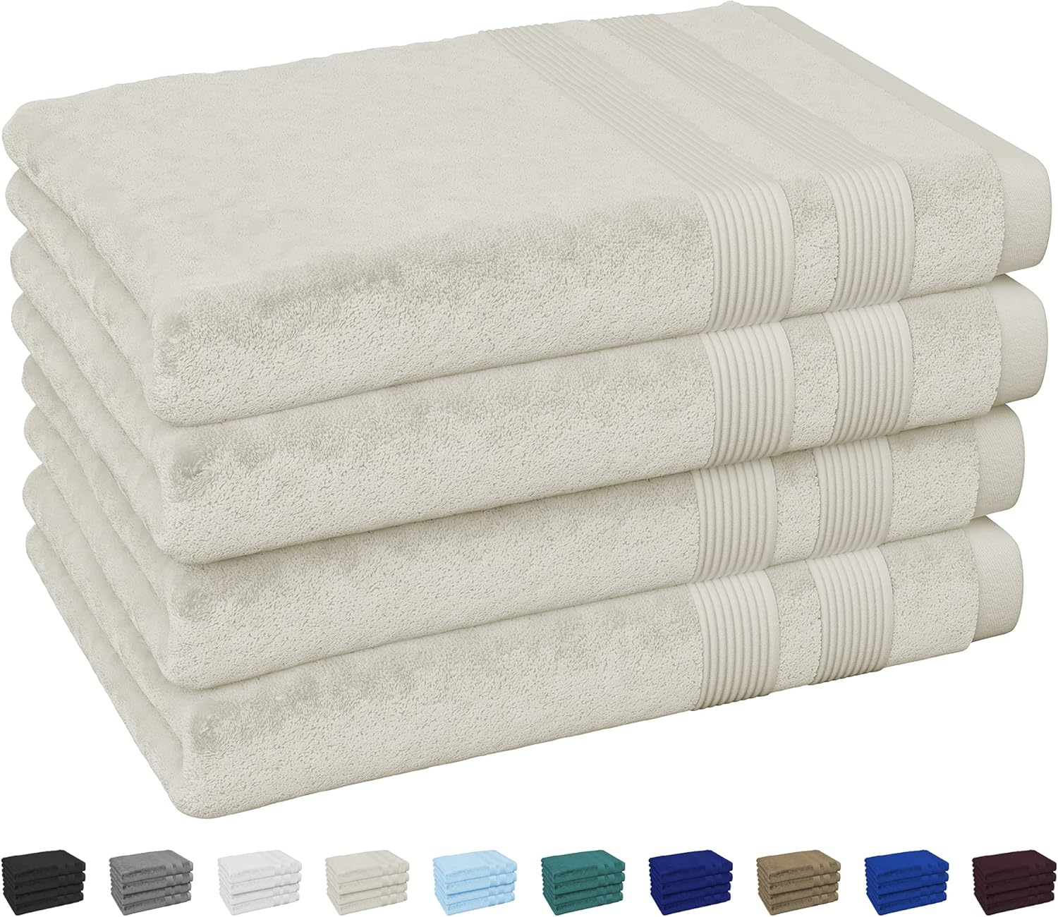 Vozbi Cream 4-Pack 50 x 85 cm Highly Absorbent Ultra Soft 100% Cotton ...