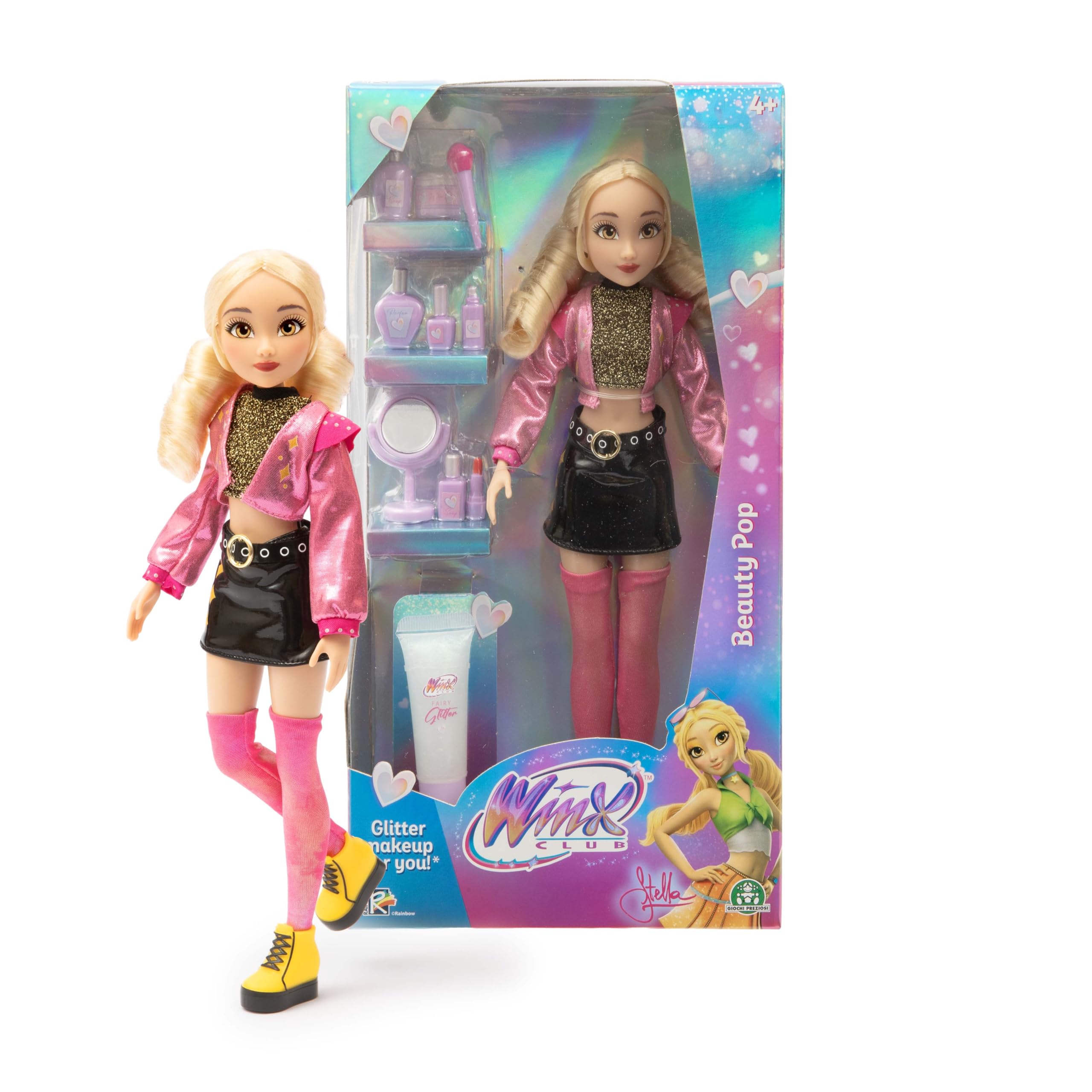 Winx Club Beauty Pop Doll, Stella with Glam Concert Outfit & Glitter Gel