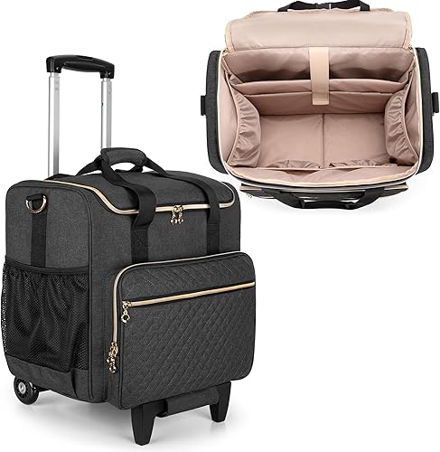 LUXJA Bolsa con ruedas para profesores con compartimento para portátil y carrito desmontable, bolsa multifuncional para profesores (patente