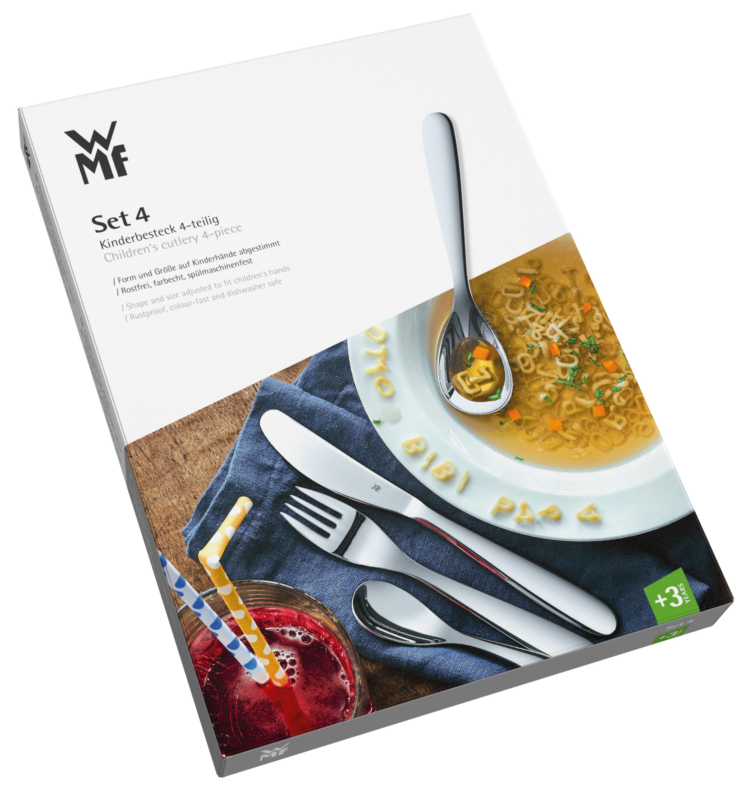 WMF Knuddel Kinderbesteck mit Namensgravur - schönes Kinder Besteckset Taufgeschenke personalisiert mit Gravur - Geschenkideen für Mädchen und Jungen ab 3 Jahre 4-teilig