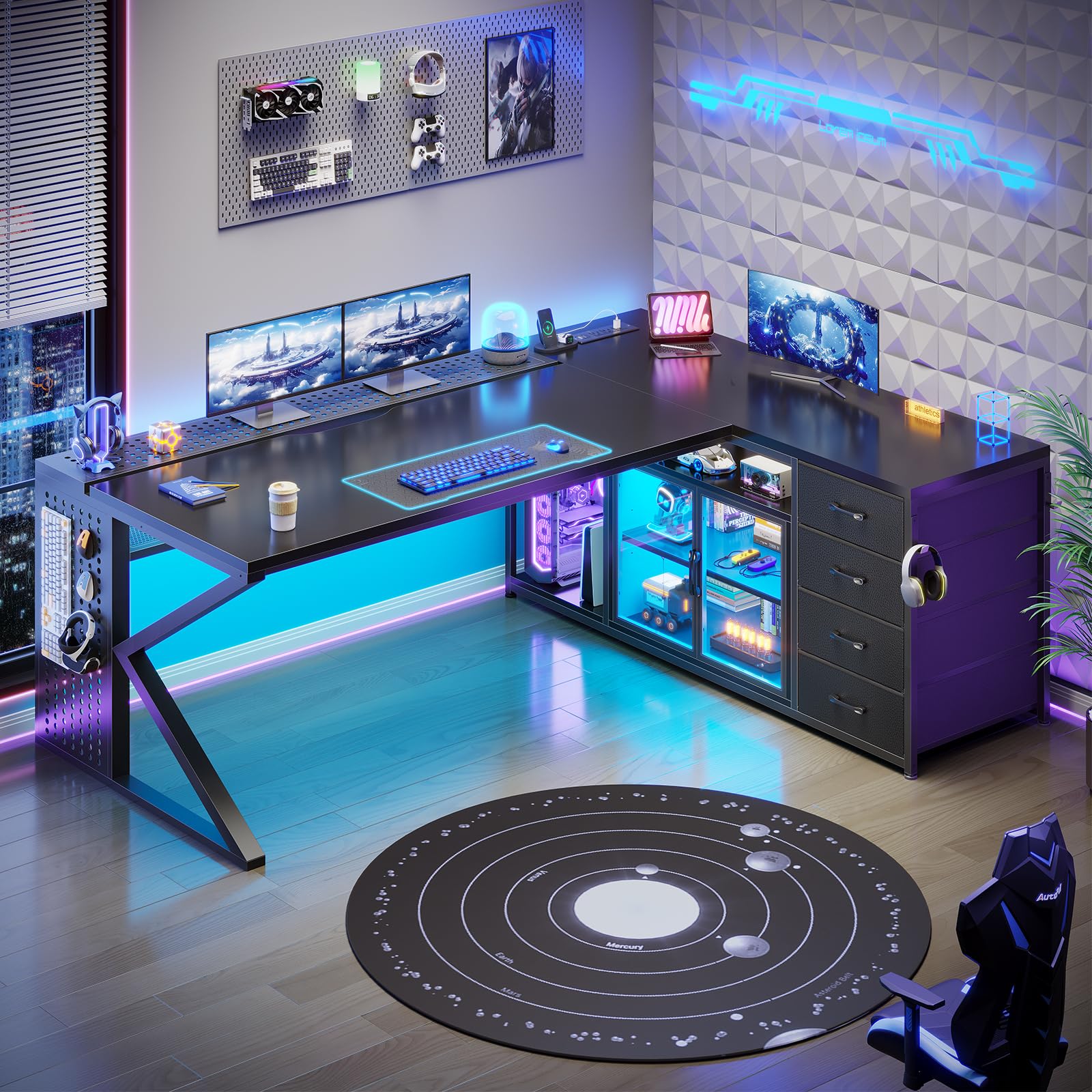 SEDETA L Shaped Gaming Desk, overall view