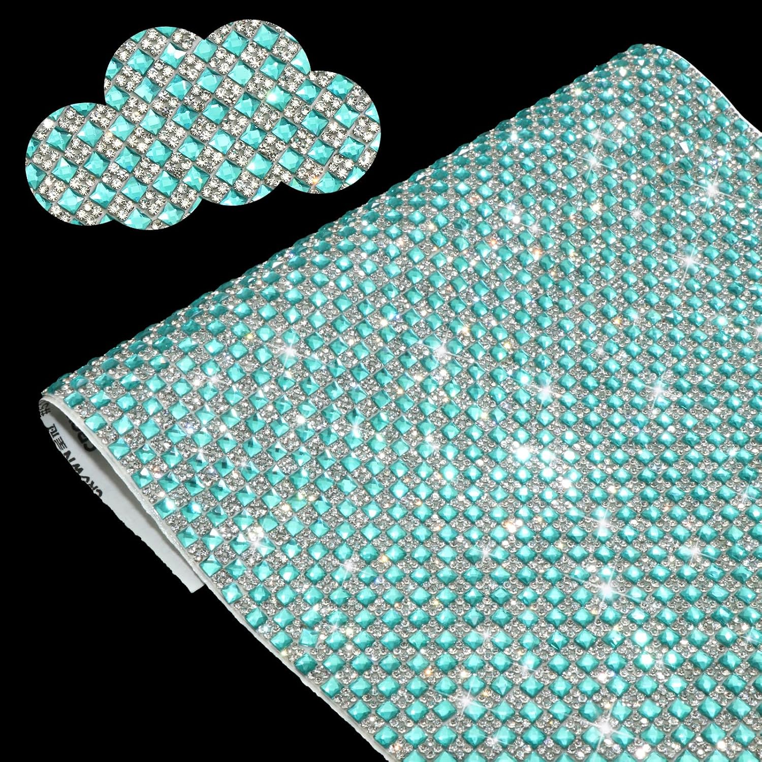 FULZTEY Bling Rhinestone Sheet Sticker Golded Gem Stickers for Crafts 12000 PCS Sticky Gem Crystal Trim Self Adhesive Gemstone Sheet Sticker for DIY Car Clothes Decoration 9.4 ×7.9 Inch