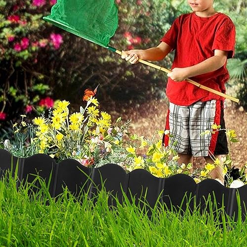 Miniatura 7 de 50 bordes de jardín, bordes de plástico para paisajismo, borde de cama de flores sin excavar, borde de libra, entrelazado rápido (6.1 x 5.3 pulgadas