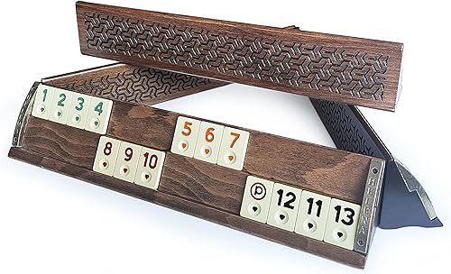 Miniatura 3 de Juego de Rummi Costantia tallado en madera masiva natural VIP hecho a mano - Juego de Rummy - Juego de Okey - Rummy de azulejos